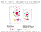 Rainbow Soccer Ball Personalized Notebook or Sketchbook School & Office Supplies - Everything Nice