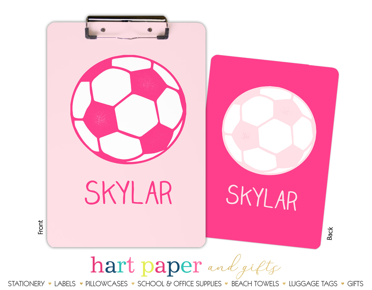 Pink Soccer Ball Personalized Clipboard School & Office Supplies - Everything Nice