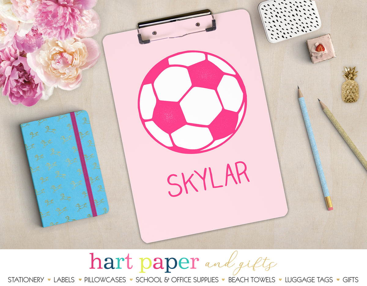 Pink Soccer Ball Personalized Clipboard School & Office Supplies - Everything Nice