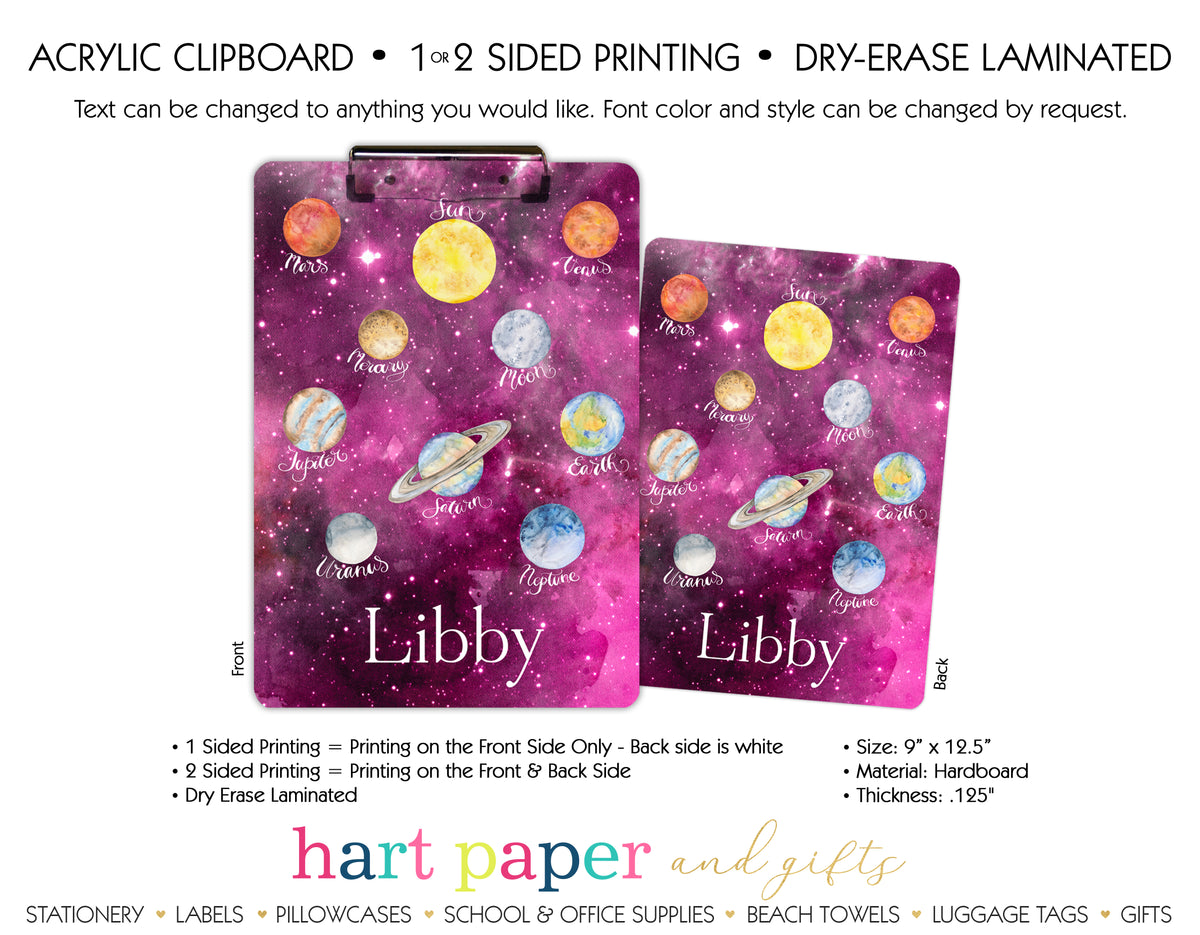 Planets Personalized Clipboard School & Office Supplies - Everything Nice