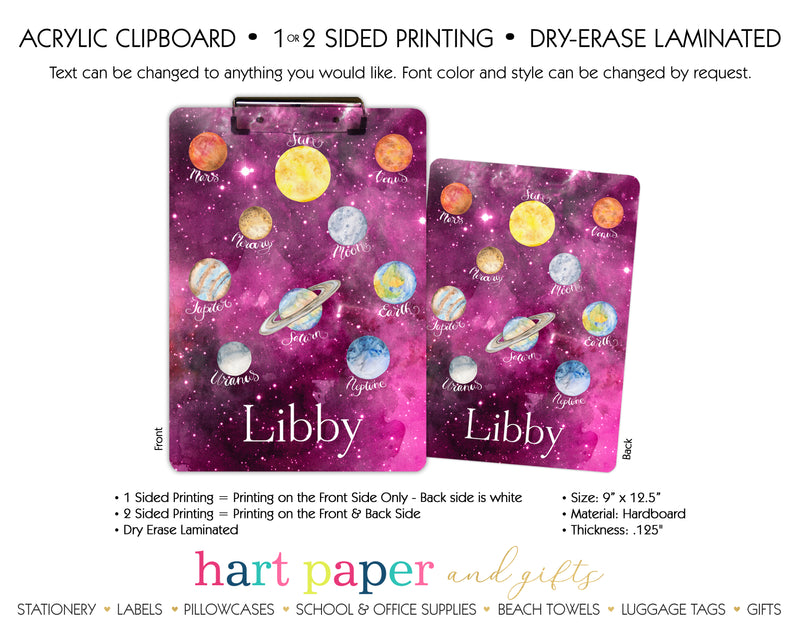 Planets Personalized Clipboard School & Office Supplies - Everything Nice