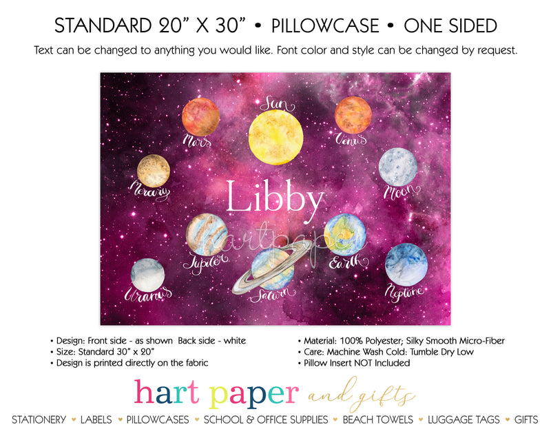 Planets Space Personalized Pillowcase Pillowcases - Everything Nice