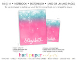 Teal & Pink Sparkle Personalized Notebook or Sketchbook School & Office Supplies - Everything Nice