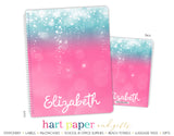Teal & Pink Sparkle Personalized Notebook or Sketchbook School & Office Supplies - Everything Nice