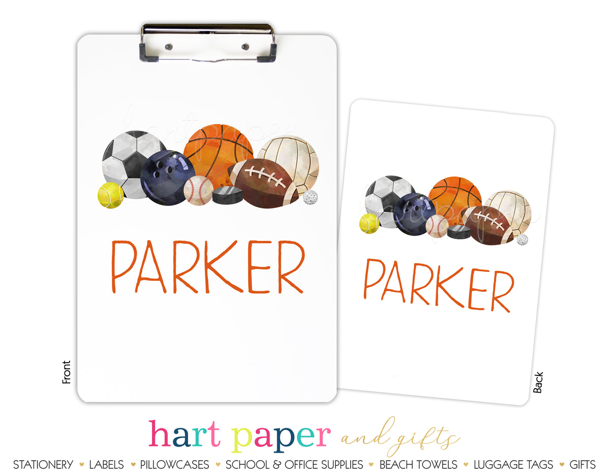 Sports Balls Personalized Clipboard School & Office Supplies - Everything Nice