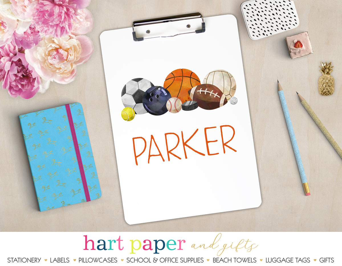Sports Balls Personalized Clipboard School & Office Supplies - Everything Nice