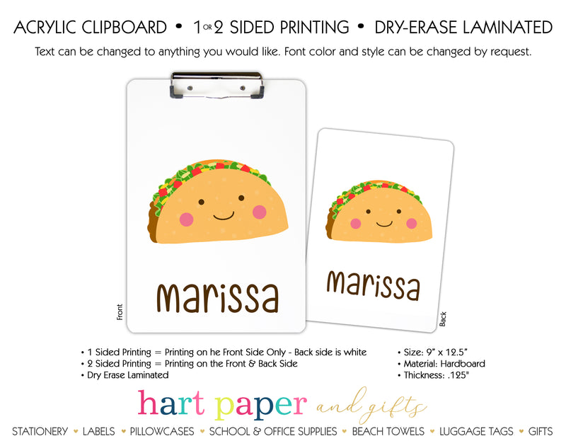 Taco Fiesta Personalized Clipboard School & Office Supplies - Everything Nice