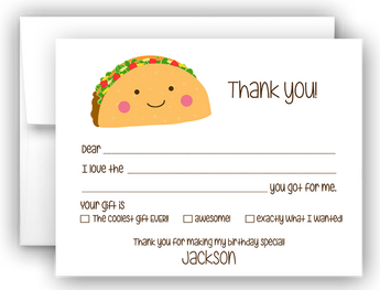 Taco Thank You Cards Note Card Stationery •  Fill In the Blank Stationery Thank You Cards - Everything Nice