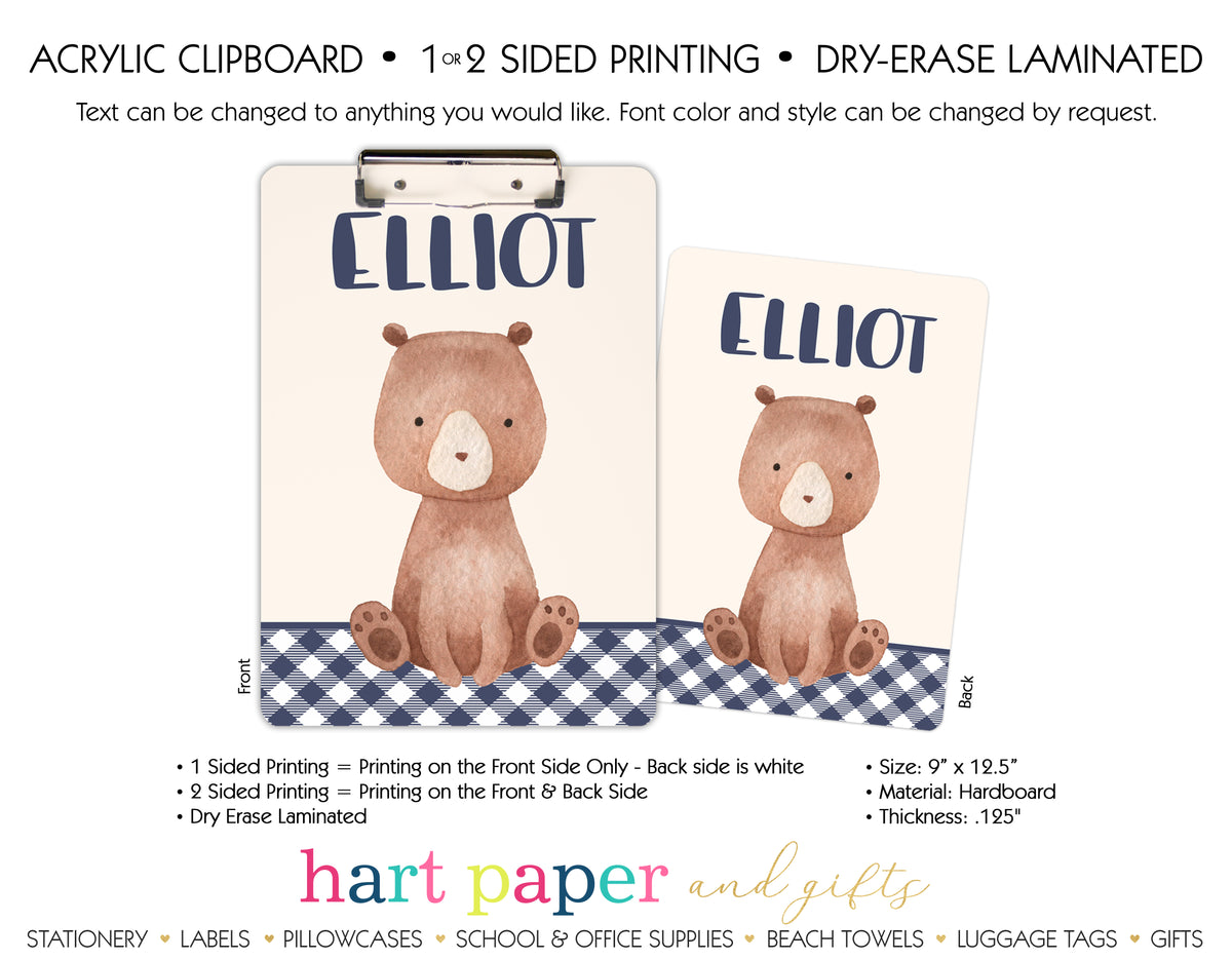 Teddy Bear Personalized Clipboard School & Office Supplies - Everything Nice