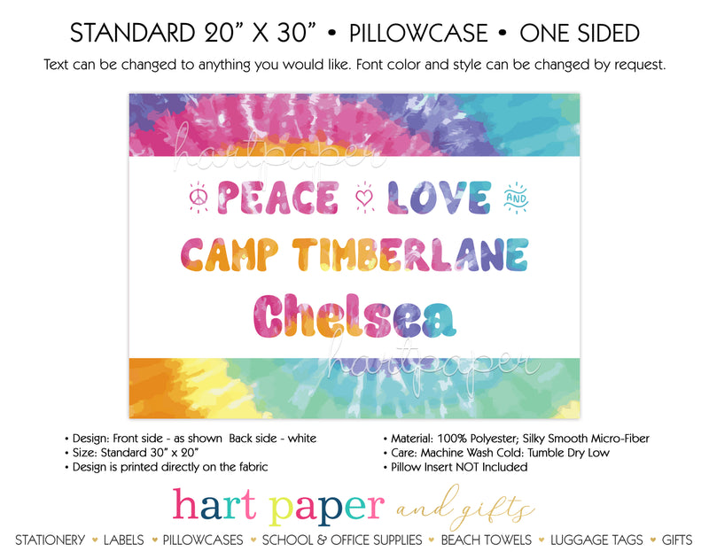 Tie Dye Camp Camping Personalized Pillowcase Pillowcases - Everything Nice
