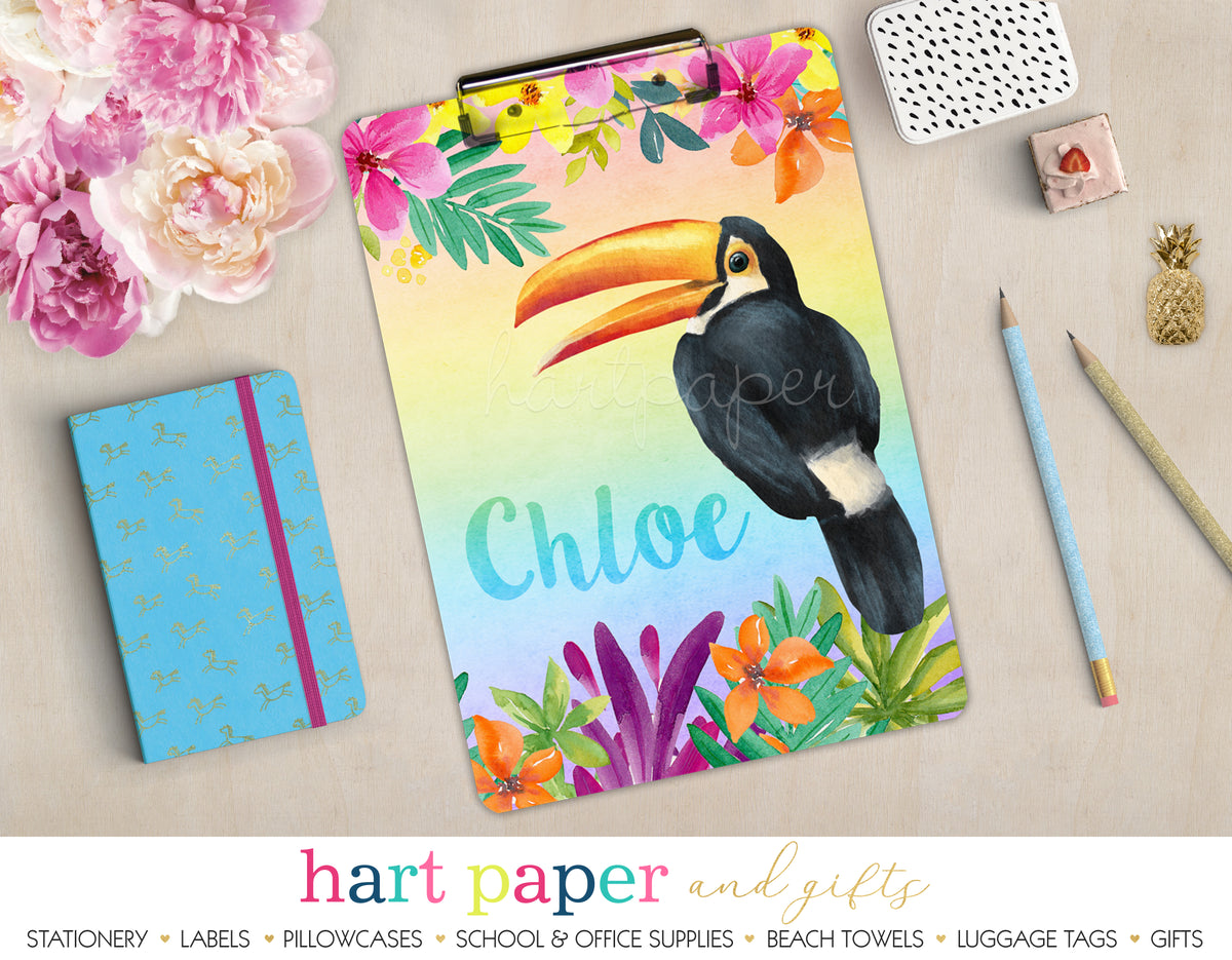 Rainbow Toucan Personalized Clipboard School & Office Supplies - Everything Nice
