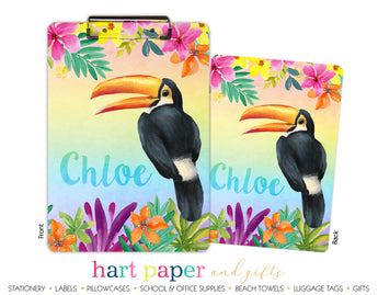Rainbow Toucan Personalized Clipboard School & Office Supplies - Everything Nice
