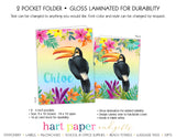 Toucan Bird Tropical Rainbow Personalized 2-Pocket Folder School & Office Supplies - Everything Nice