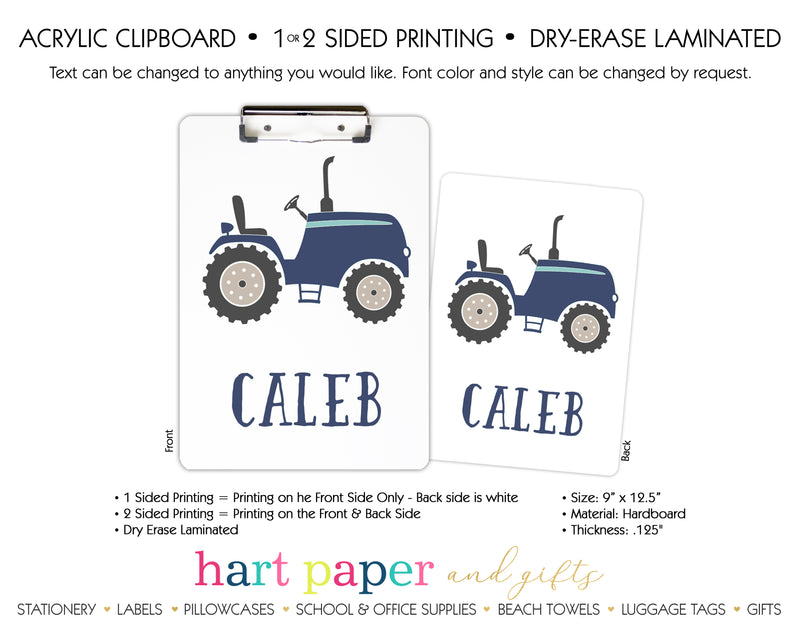 Tractor Personalized Clipboard School & Office Supplies - Everything Nice