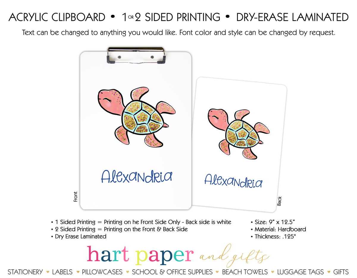Turtle Personalized Clipboard School & Office Supplies - Everything Nice