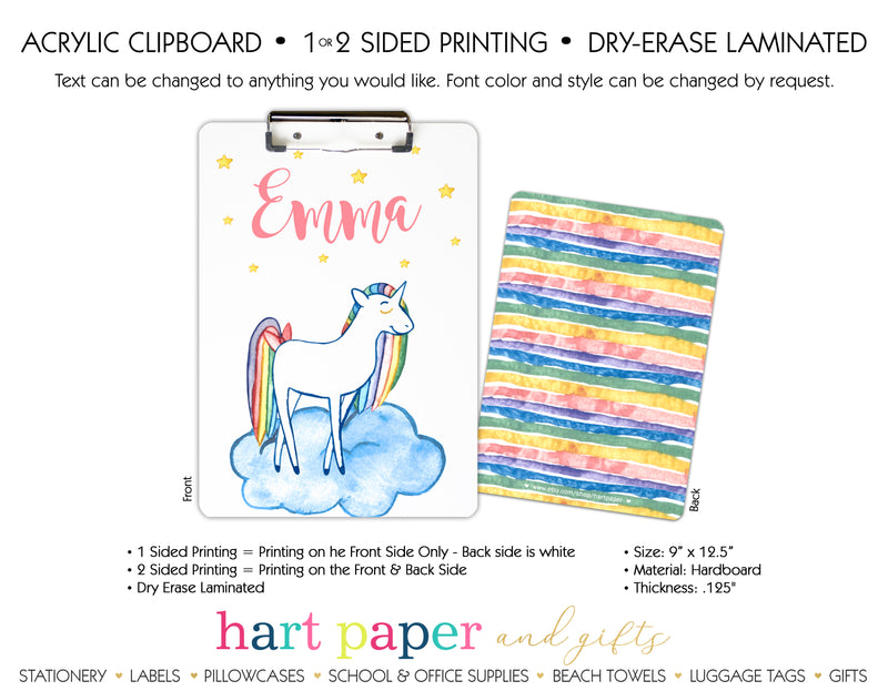 Rainbow Unicorn b Personalized Clipboard School & Office Supplies - Everything Nice