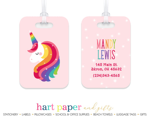 Unicorn and Rainbows name labels School name tags School 