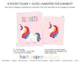 Rainbow Unicorn Personalized 2-Pocket Folder School & Office Supplies - Everything Nice