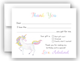 Rainbow Unicorn Thank You Cards Note Card Stationery •  Fill In the Blank Stationery Thank You Cards - Everything Nice
