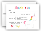 Rainbow Unicorn Thank You Cards Note Card Stationery •  Fill In the Blank Stationery Thank You Cards - Everything Nice