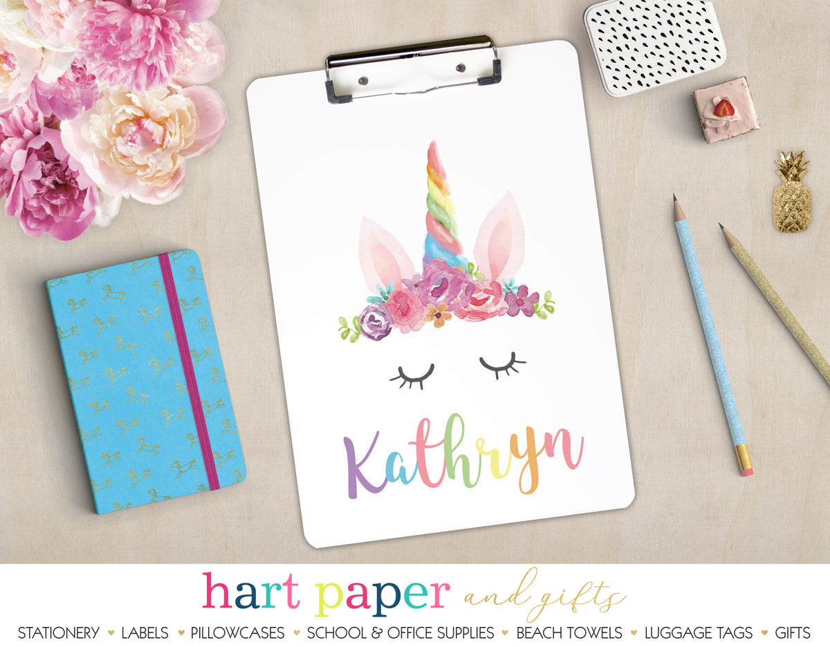 Rainbow Unicorn Personalized Clipboard School & Office Supplies - Everything Nice