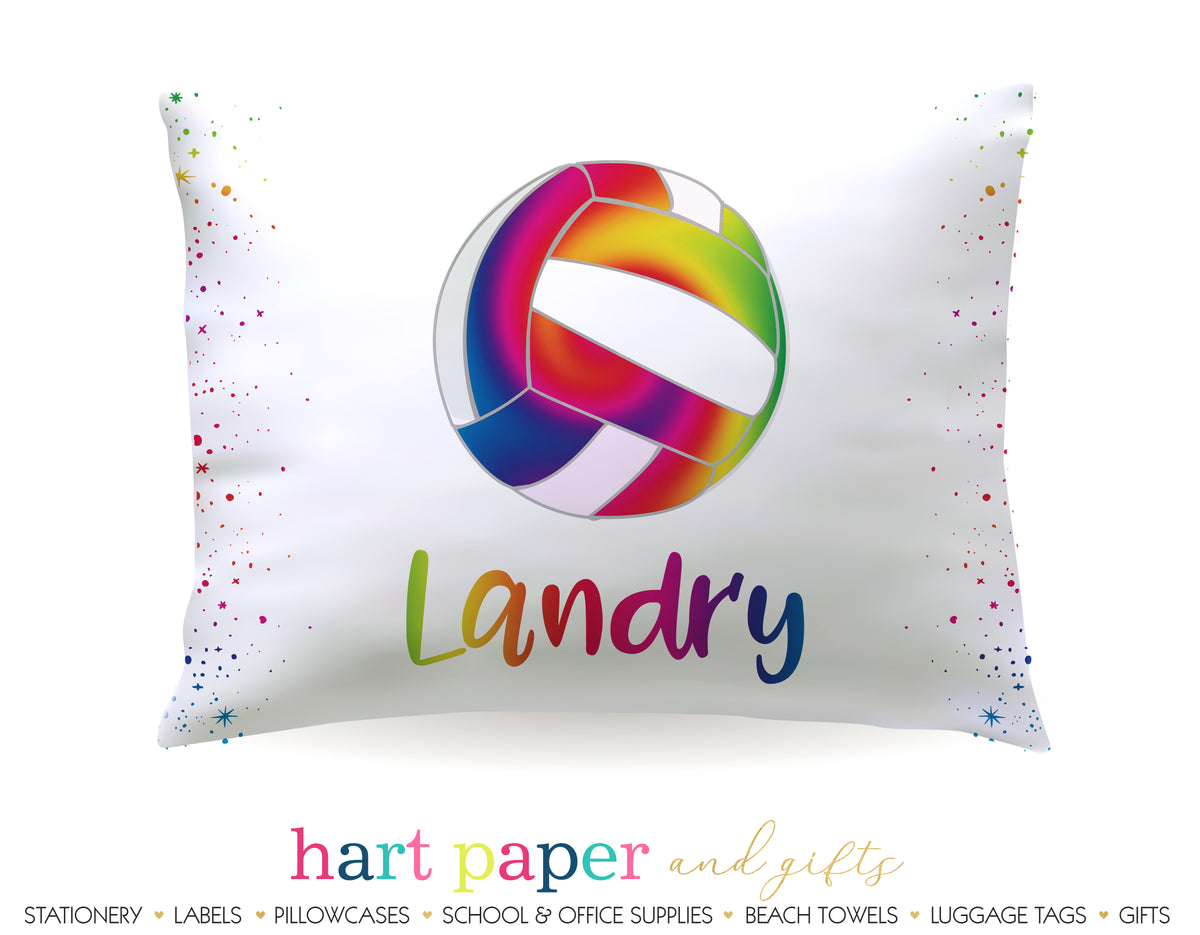 Rainbow Volleyball Personalized Pillowcase Pillowcases - Everything Nice