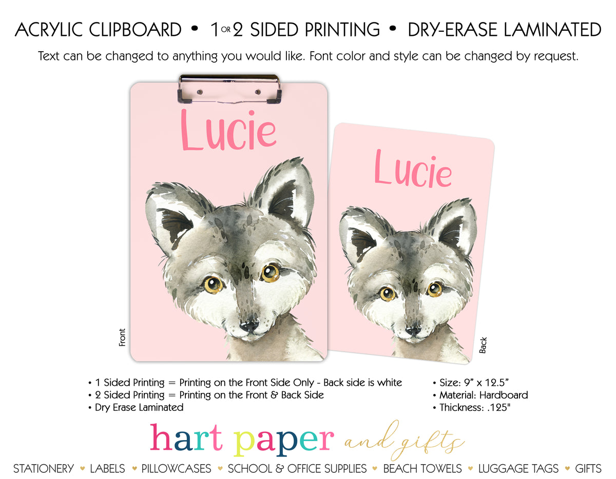 Wolf Personalized Clipboard School & Office Supplies - Everything Nice